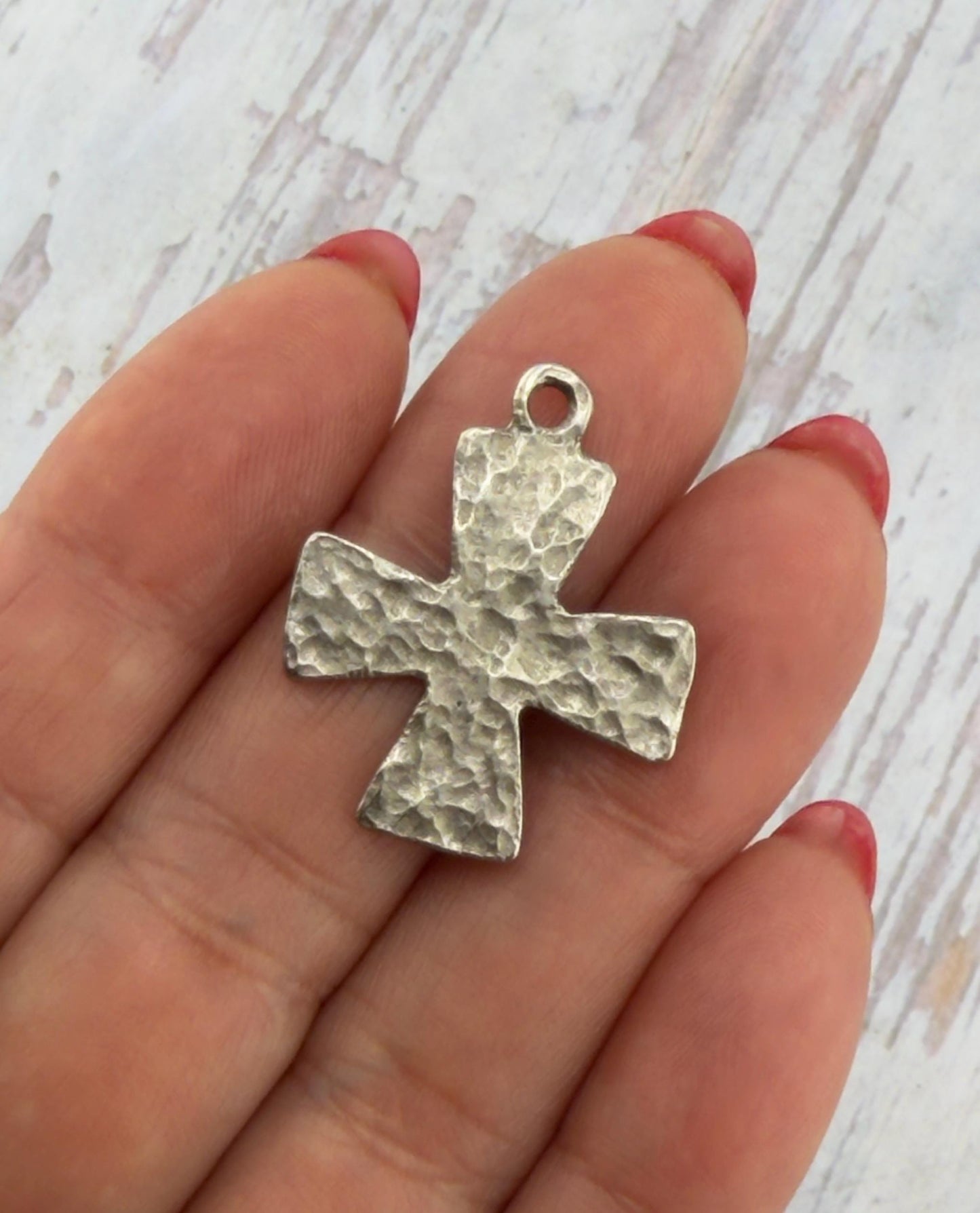 Large Textured Cross Pendant, Antiqued Pewter - PT692