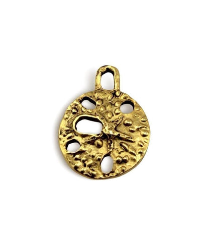 Sand Dollar Charm, Antiqued 18k Gold Plated - AG697