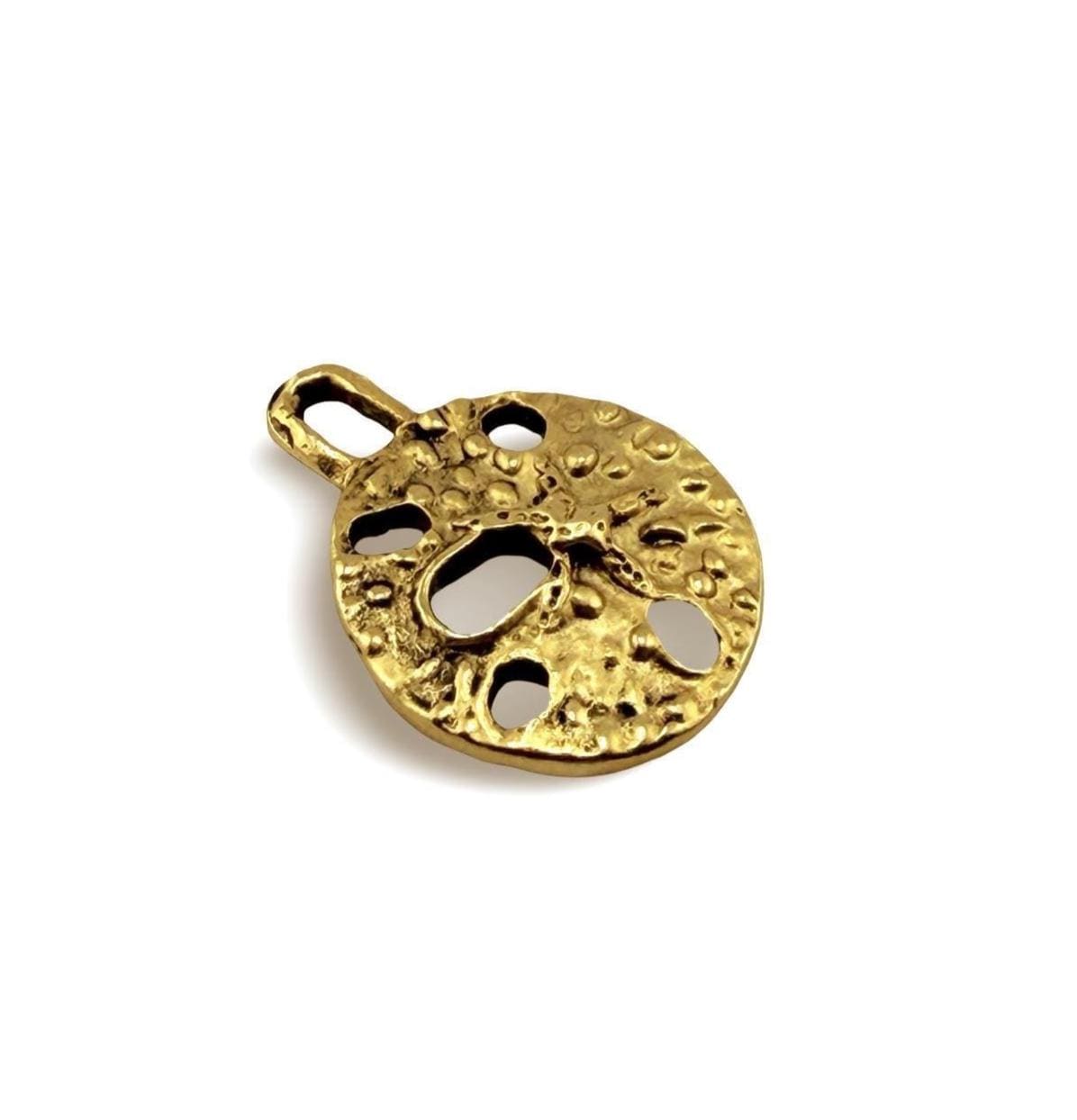 Sand Dollar Charm, Antiqued 18k Gold Plated - AG697