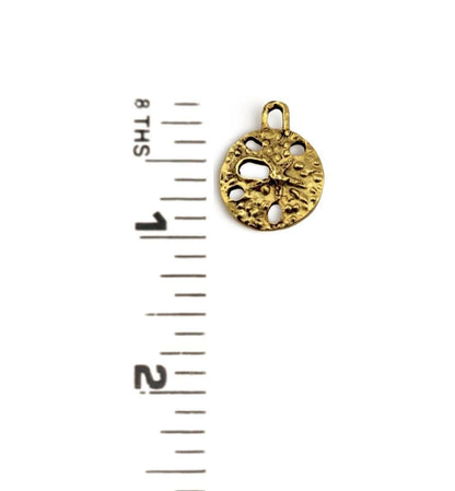 Sand Dollar Charm, Antiqued 18k Gold Plated - AG697