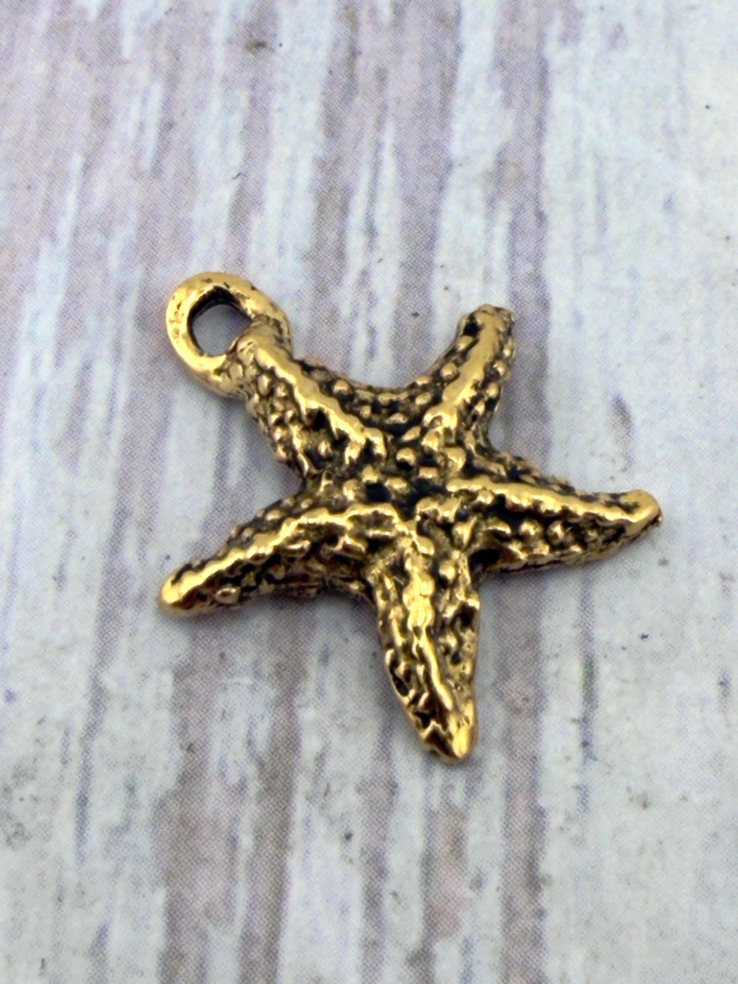 Small Starfish Charm, Antiqued Gold Plated - AG700
