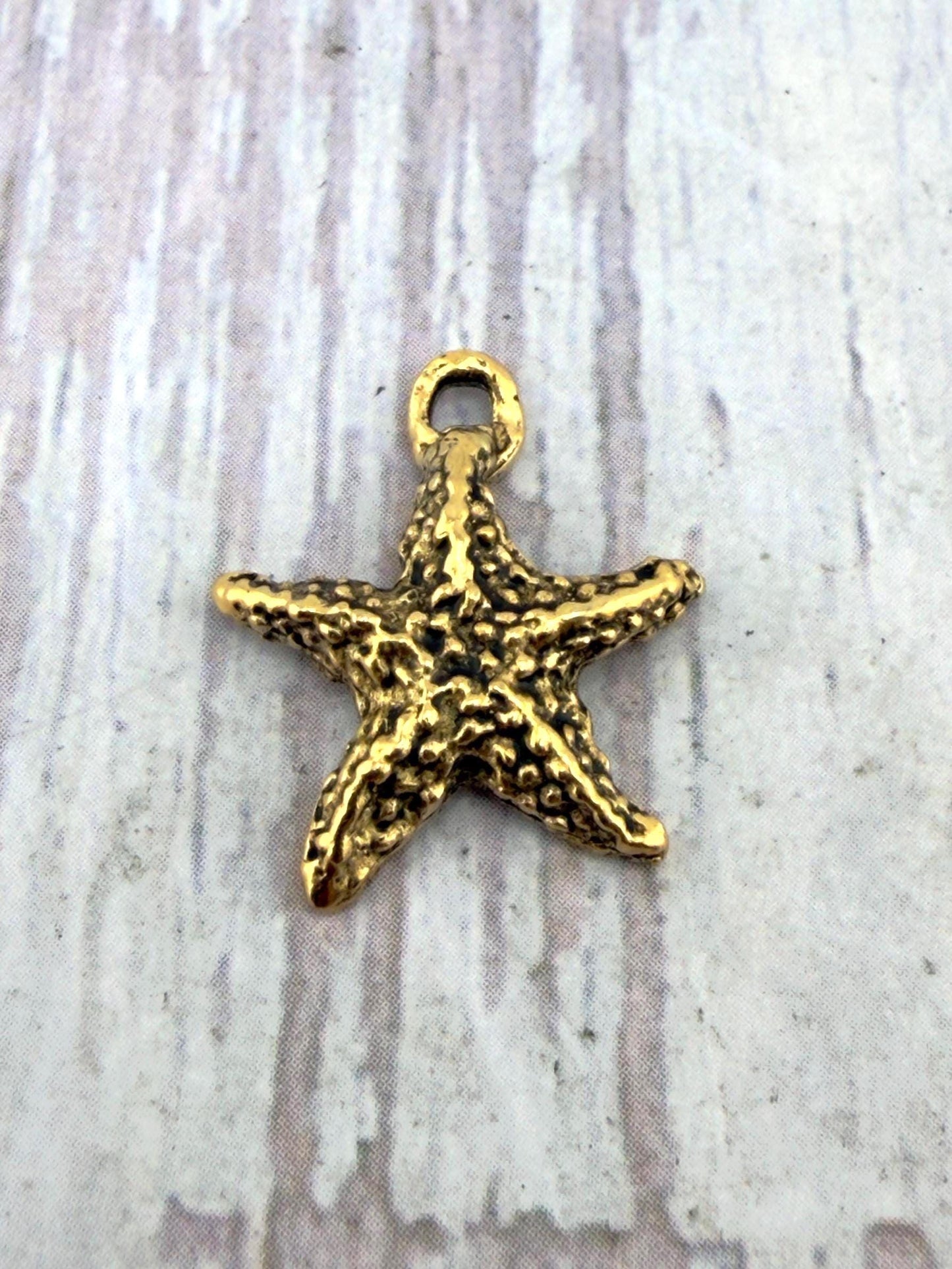 Small Starfish Charm, Antiqued Gold Plated - AG700