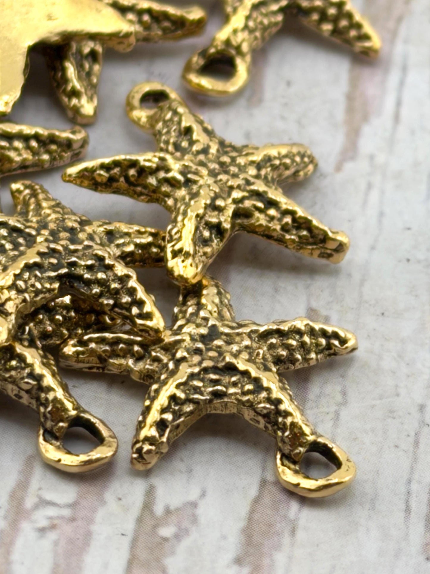 Small Starfish Charm, Antiqued Gold Plated - AG700