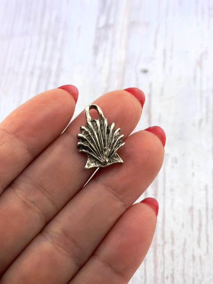 Small Seashell Charms, Antiqued Pewter - PT705