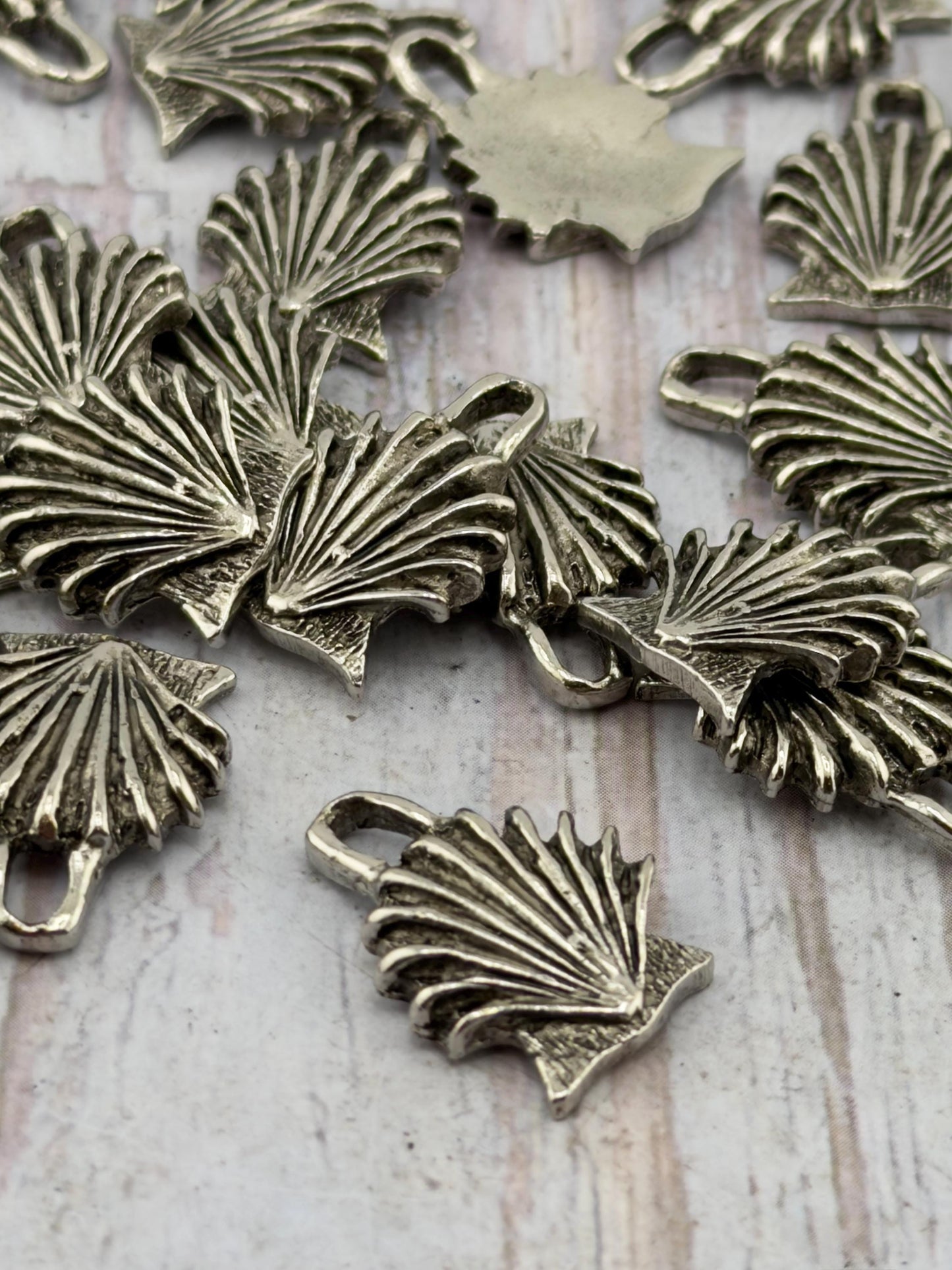 Small Seashell Charms, Antiqued Pewter - PT705