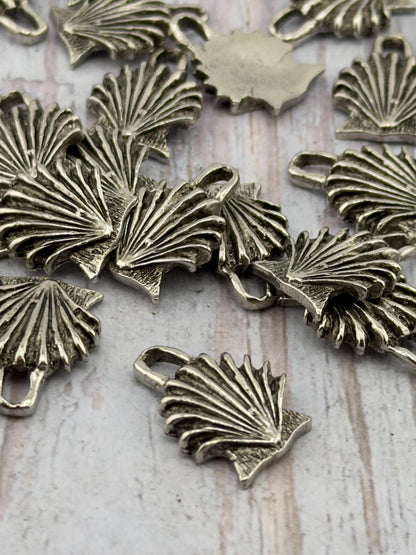 Small Seashell Charms, Antiqued Pewter - PT705