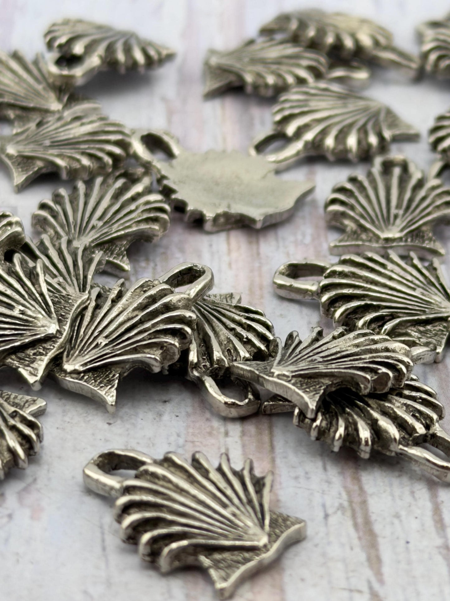 Small Seashell Charms, Antiqued Pewter - PT705