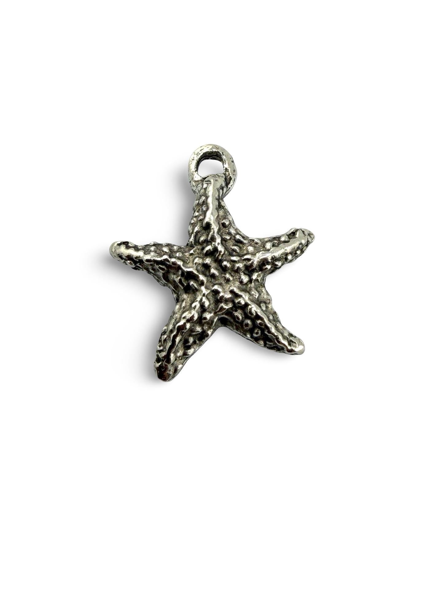 Small Starfish Charm, Antiqued Pewter - PT702