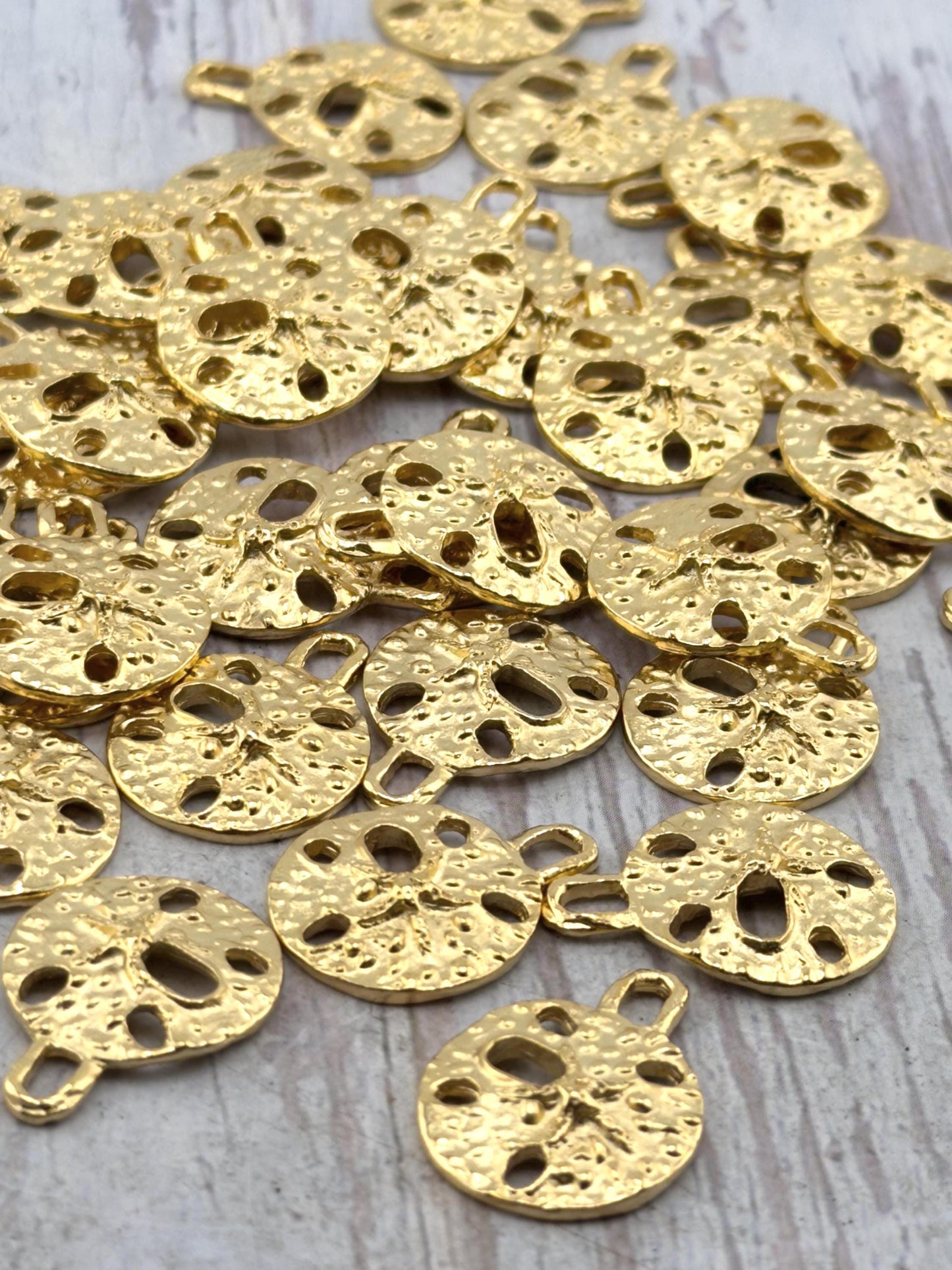 Sand Dollar Charm, Satin Gold Plated - ST698