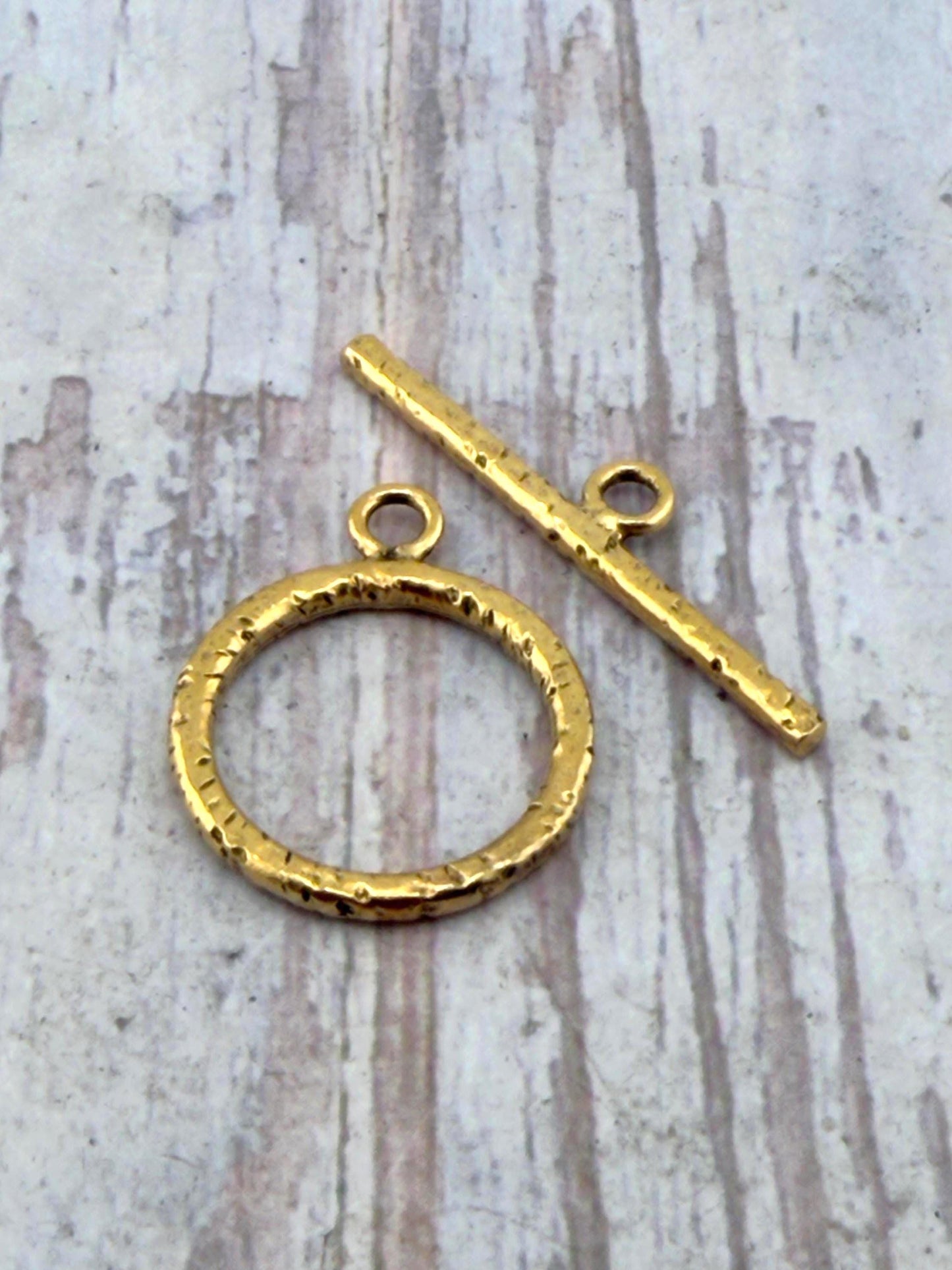 Large Textured Toggle Clasp, Antiqued 18k Gold Plated - AG710