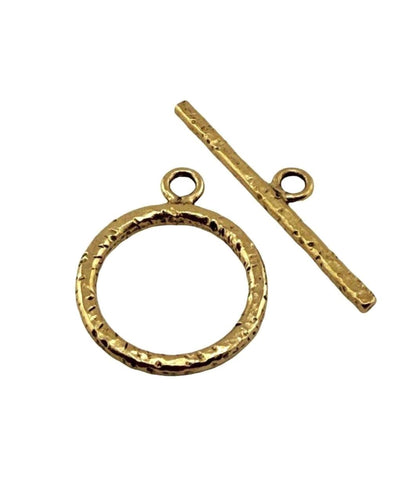Large Textured Toggle Clasp, Antiqued 18k Gold Plated - AG710