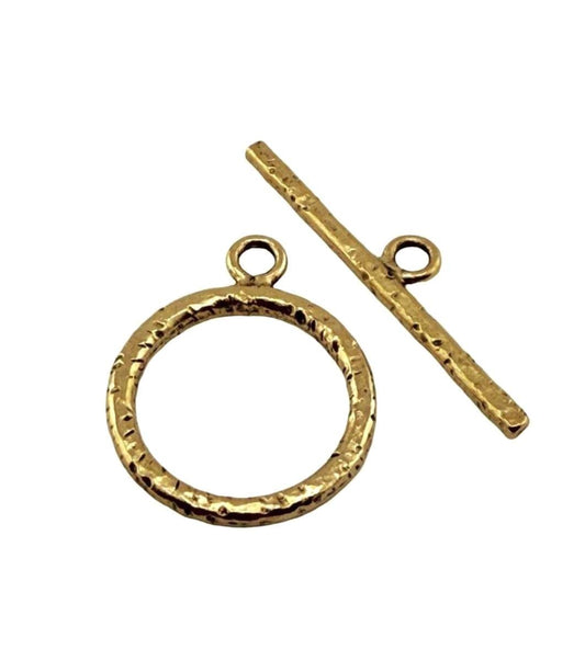 Large Textured Toggle Clasp, Antiqued 18k Gold Plated - AG710