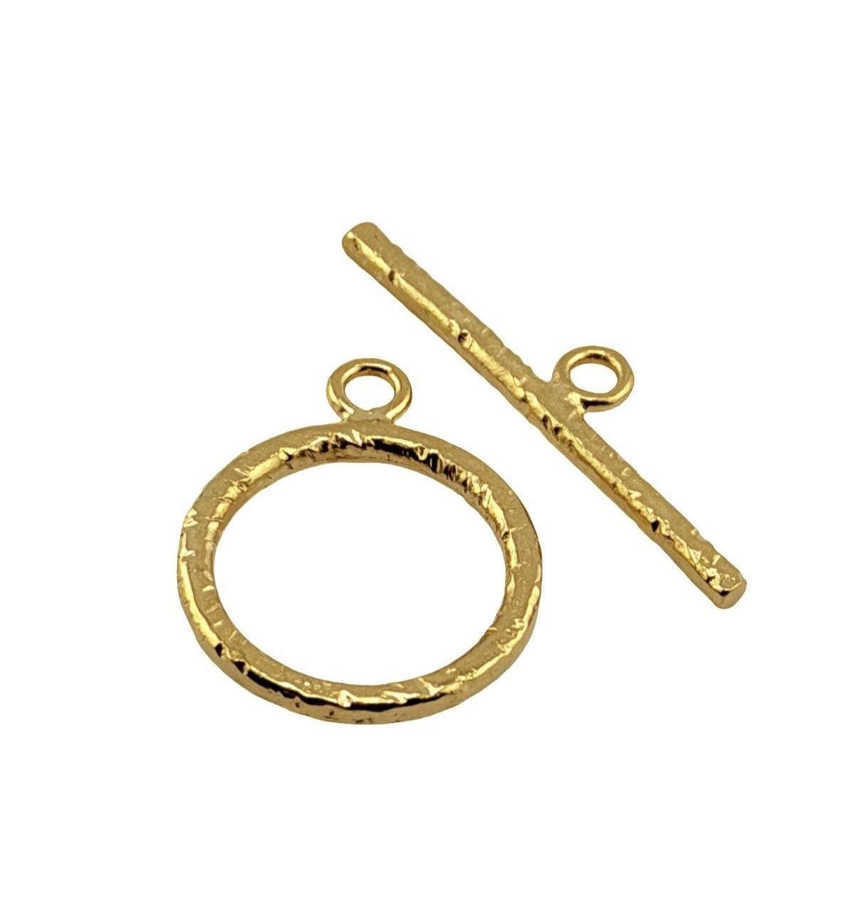 Large Textured Toggle Clasp, Satin 18k Gold Plated - ST711