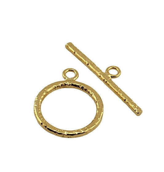 Large Textured Toggle Clasp, Satin 18k Gold Plated - ST711
