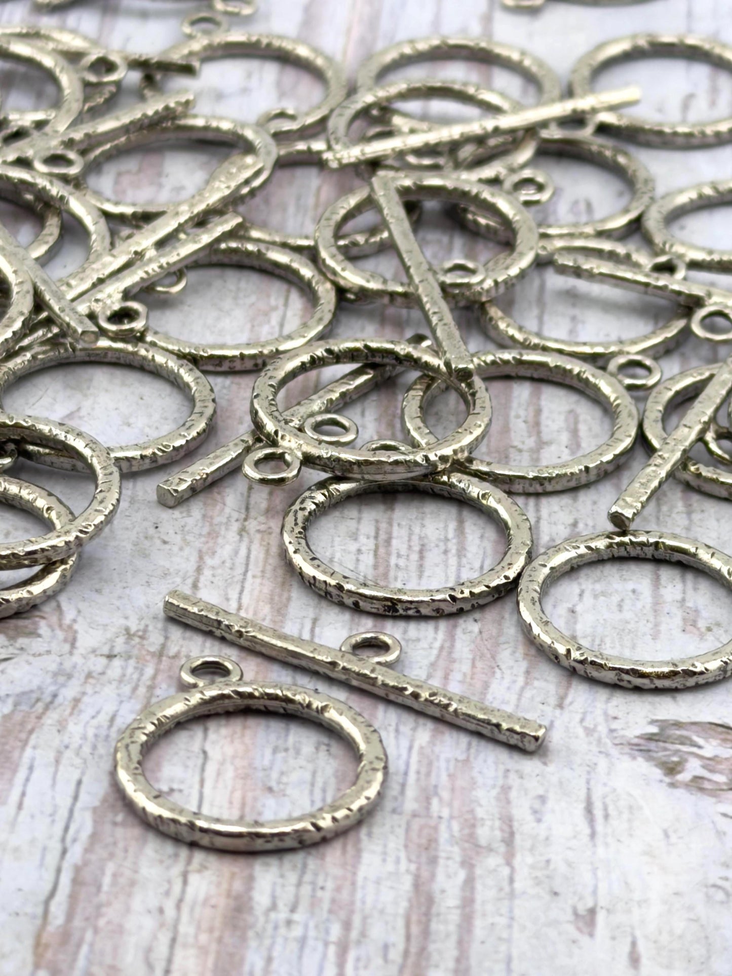 Large Textured Toggle Clasp, Antiqued Pewter - PT712