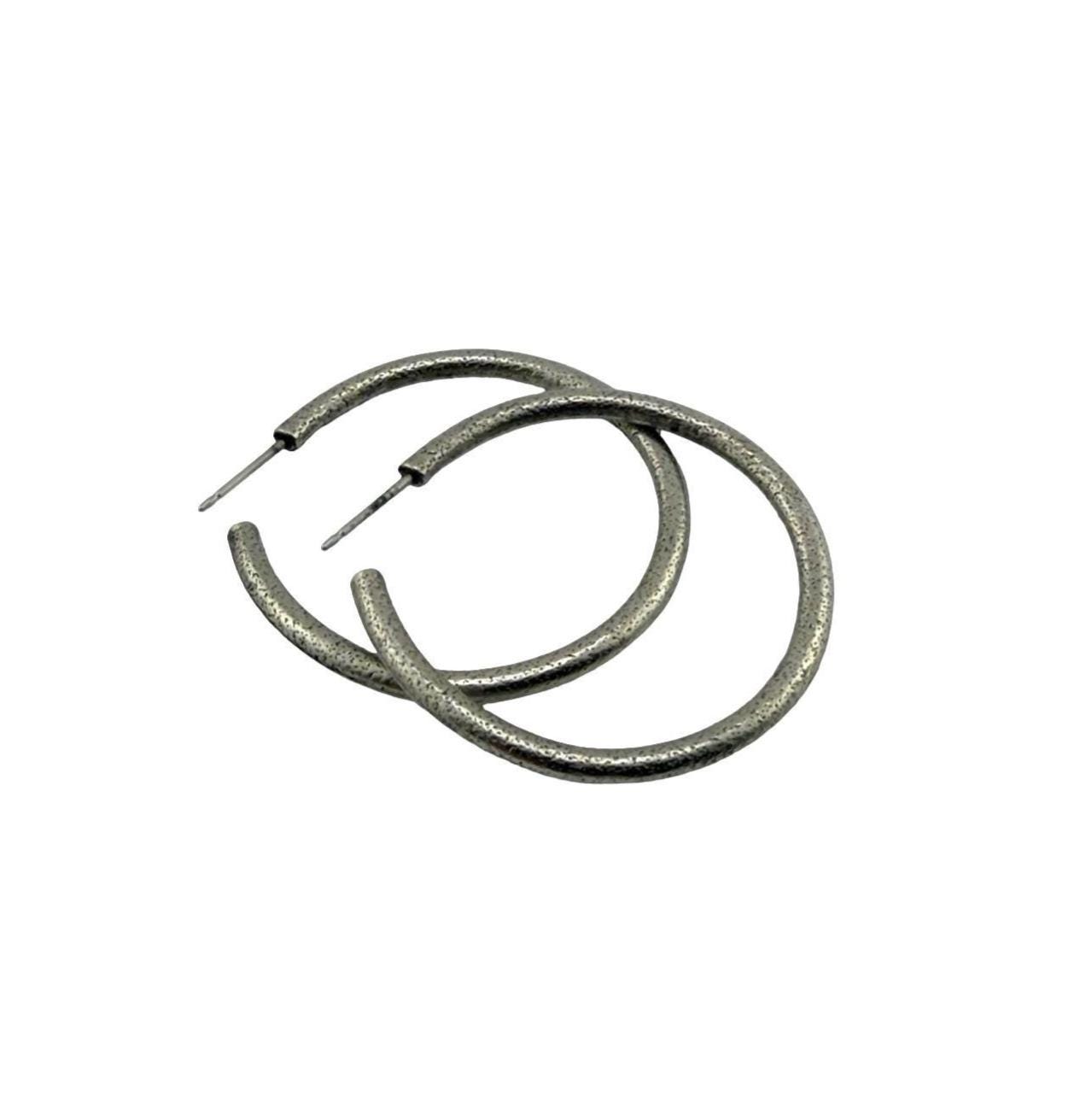 Half Hoop Earrings, Antiqued Pewter - PT715