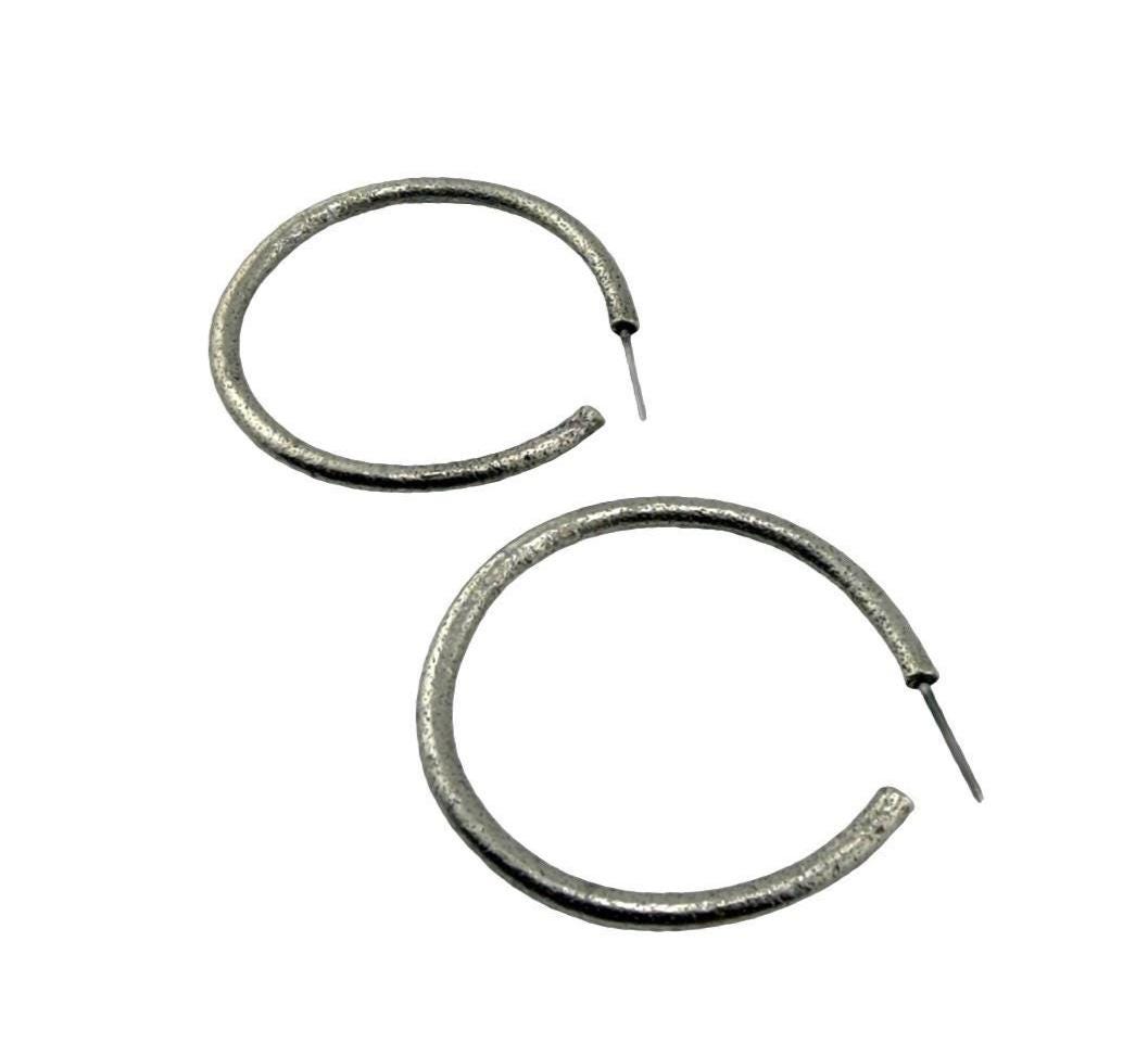 Half Hoop Earrings, Antiqued Pewter - PT715