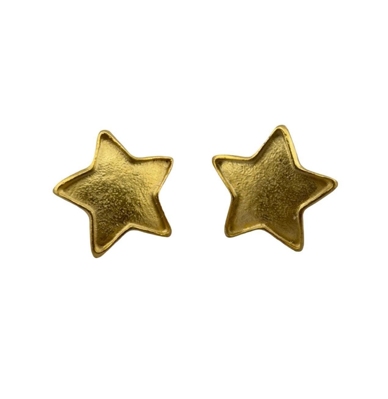 Star Post Earrings, Satin 18k Gold Plated - ST726