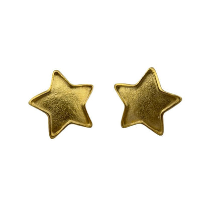 Star Post Earrings, Satin 18k Gold Plated - ST726