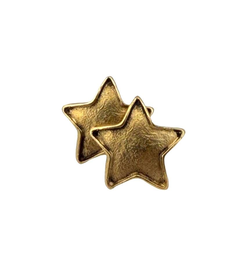 Star Post Earrings, Antiqued Gold Plated - AG725