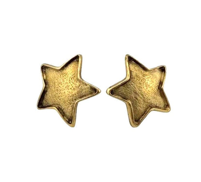 Star Post Earrings, Antiqued Gold Plated - AG725