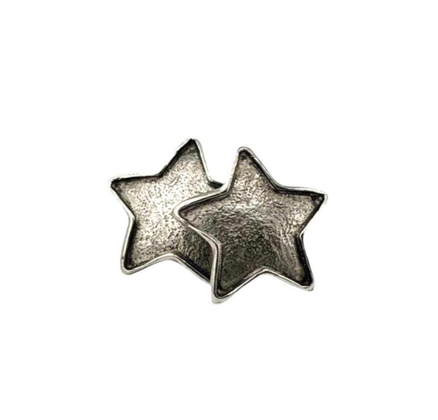 Star Post Earrings, Antiqued Pewter - PT727