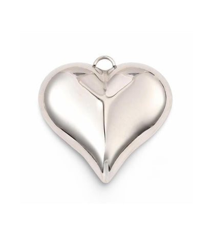 Puffy Heart Charm, Stainless Steel - SS096