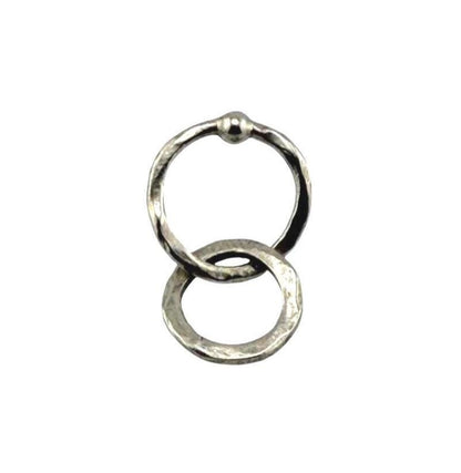 Dangling Interlocking Double Ring Earrings, Antiqued Pewter - PT721