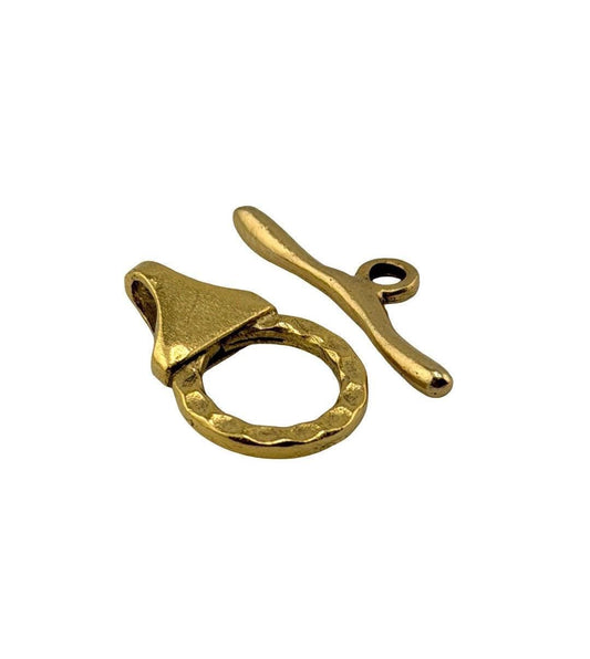 Hammered Chain End Connector & Bar, Antiqued Gold Plated - AG063/A