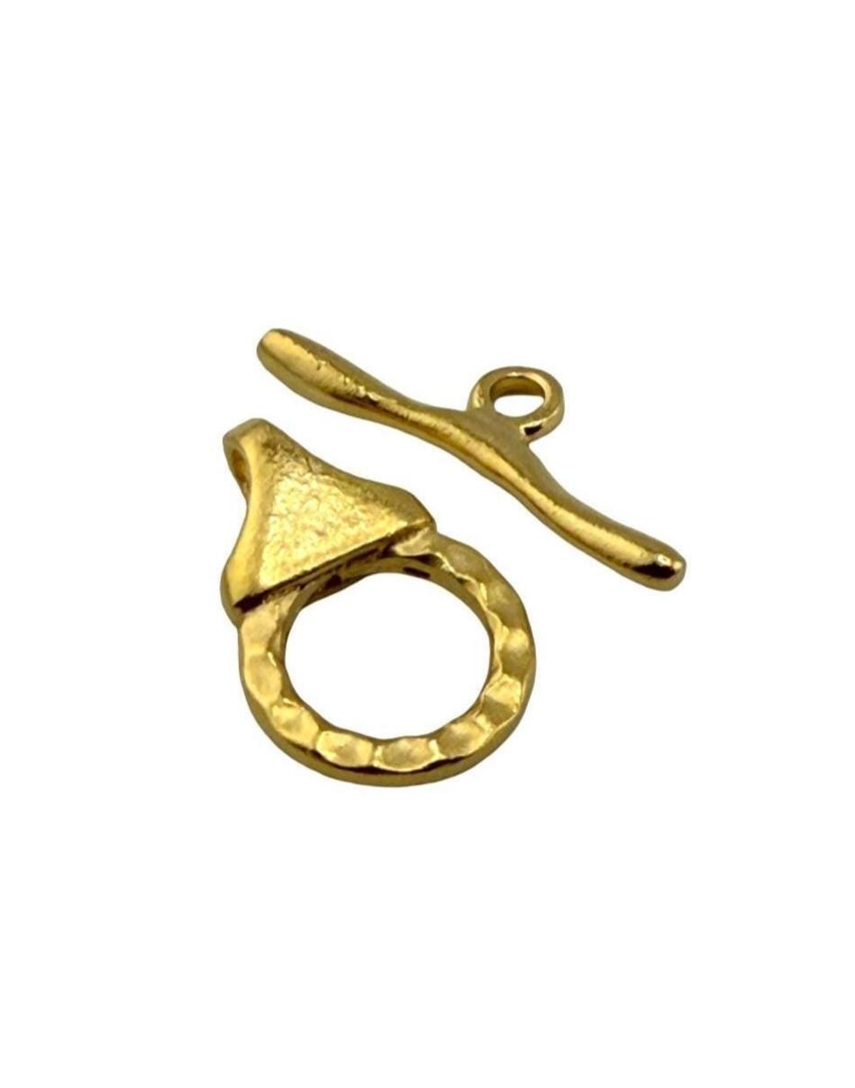 Hammered Chain End Connector & Bar, Satin Gold Plated - ST243/A
