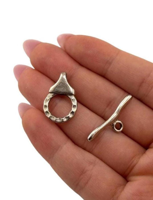 Hammered Chain End Connector & Bar, Antiqued Pewter - PT423/A