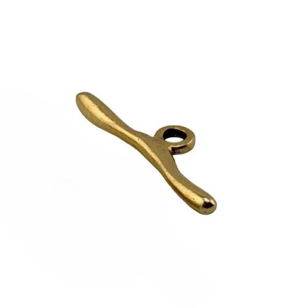 Hammered Chain End Connector & Bar, Antiqued Gold Plated - AG063/A