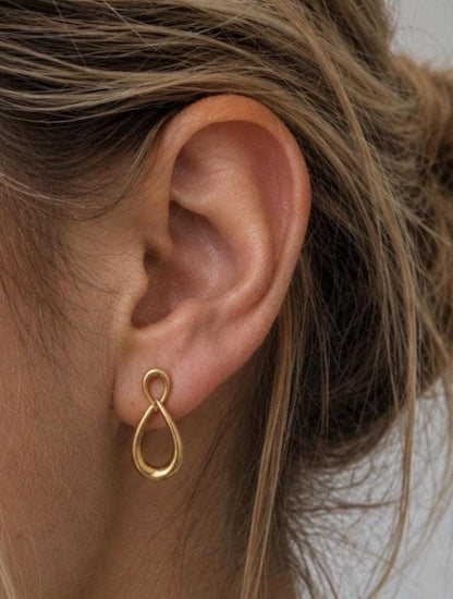 Modern Teardrop Earrings, Satin Gold Plated - ST723