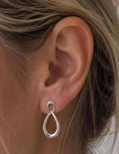 Modern Teardrop Earrings, Antiqued Pewter - PT724