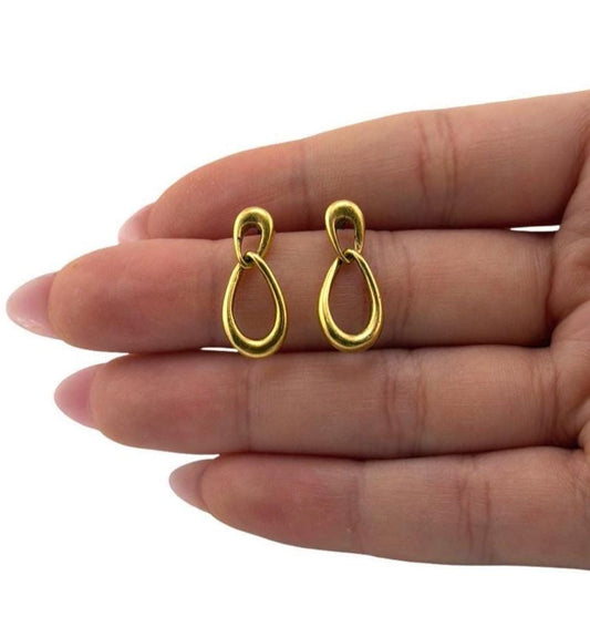 Modern Teardrop Earrings, Antiqued Gold Plated - AG722
