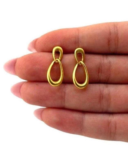 Modern Teardrop Earrings, Satin Gold Plated - ST723