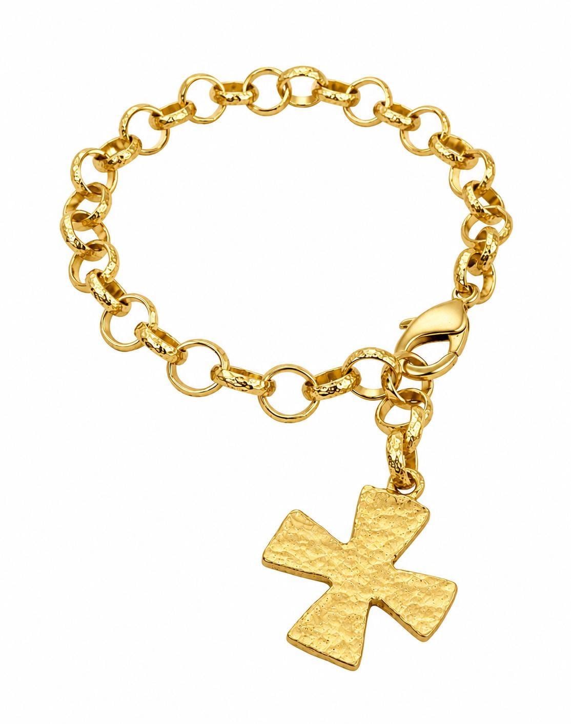 Large Textured Cross Pendant, Antiqued 18k Gold Plated - AG668