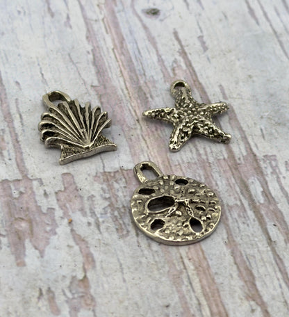 Small Starfish Charm, Antiqued Pewter - PT702