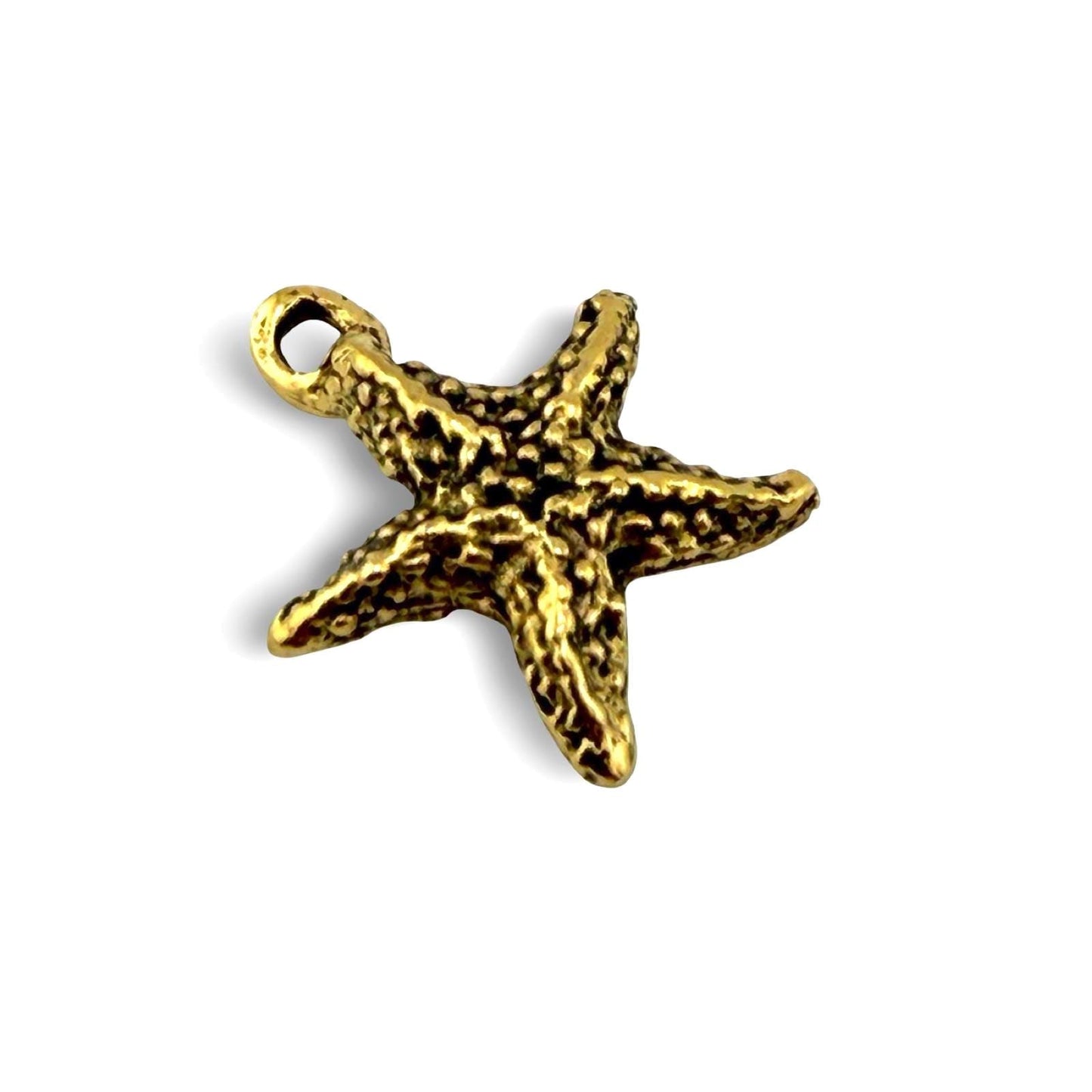 Small Starfish Charm, Antiqued Gold Plated - AG700
