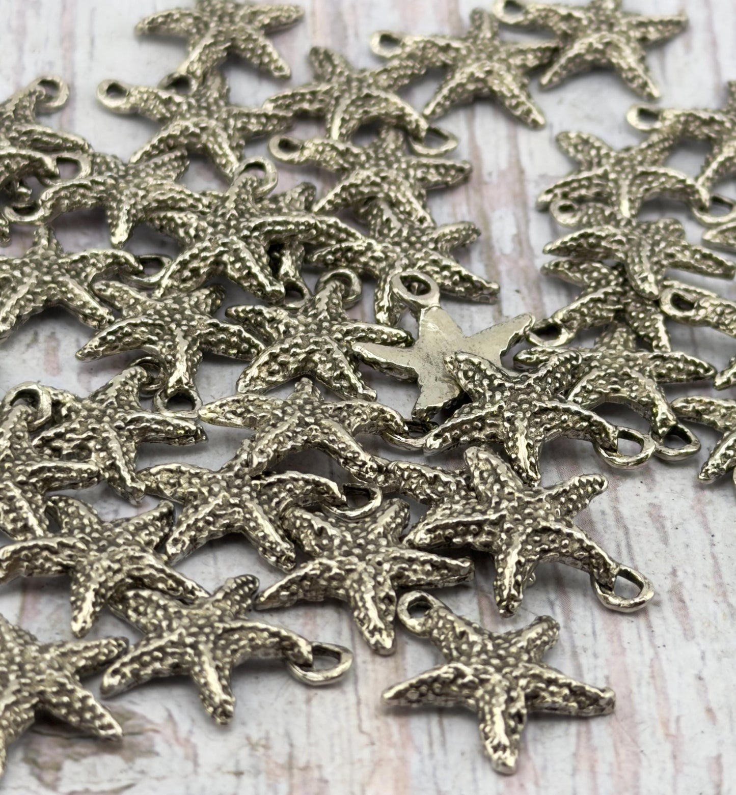 Small Starfish Charm, Antiqued Pewter - PT702