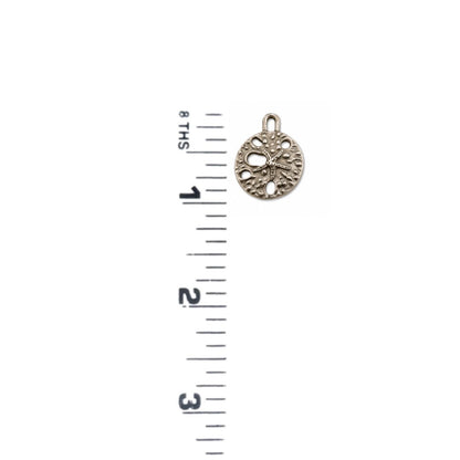 Sand Dollar Charm, Antiqued Pewter, Beachy Pendants,DIY Jewelry Making Supplies, Small Charms, Silver Findings, Boho Seashell,  PT699