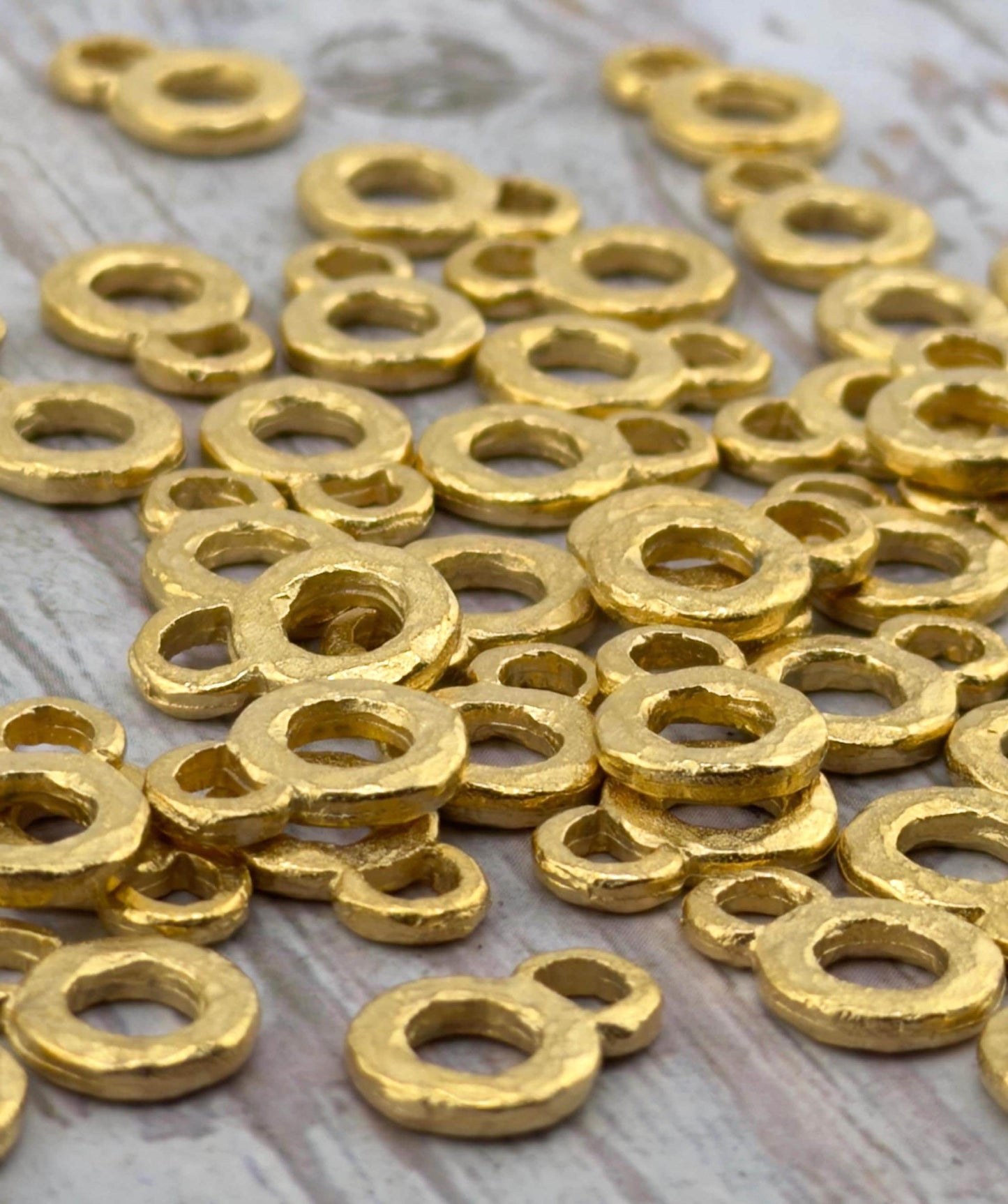 Tiny Double Loop Connectors (2 count), Satin Gold Plated - ST592