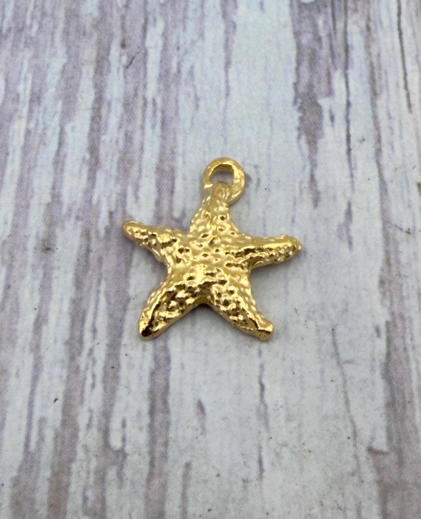 Small Starfish Charm, Satin Gold Plated - ST701