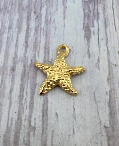 Small Starfish Charm, Satin Gold Plated - ST701