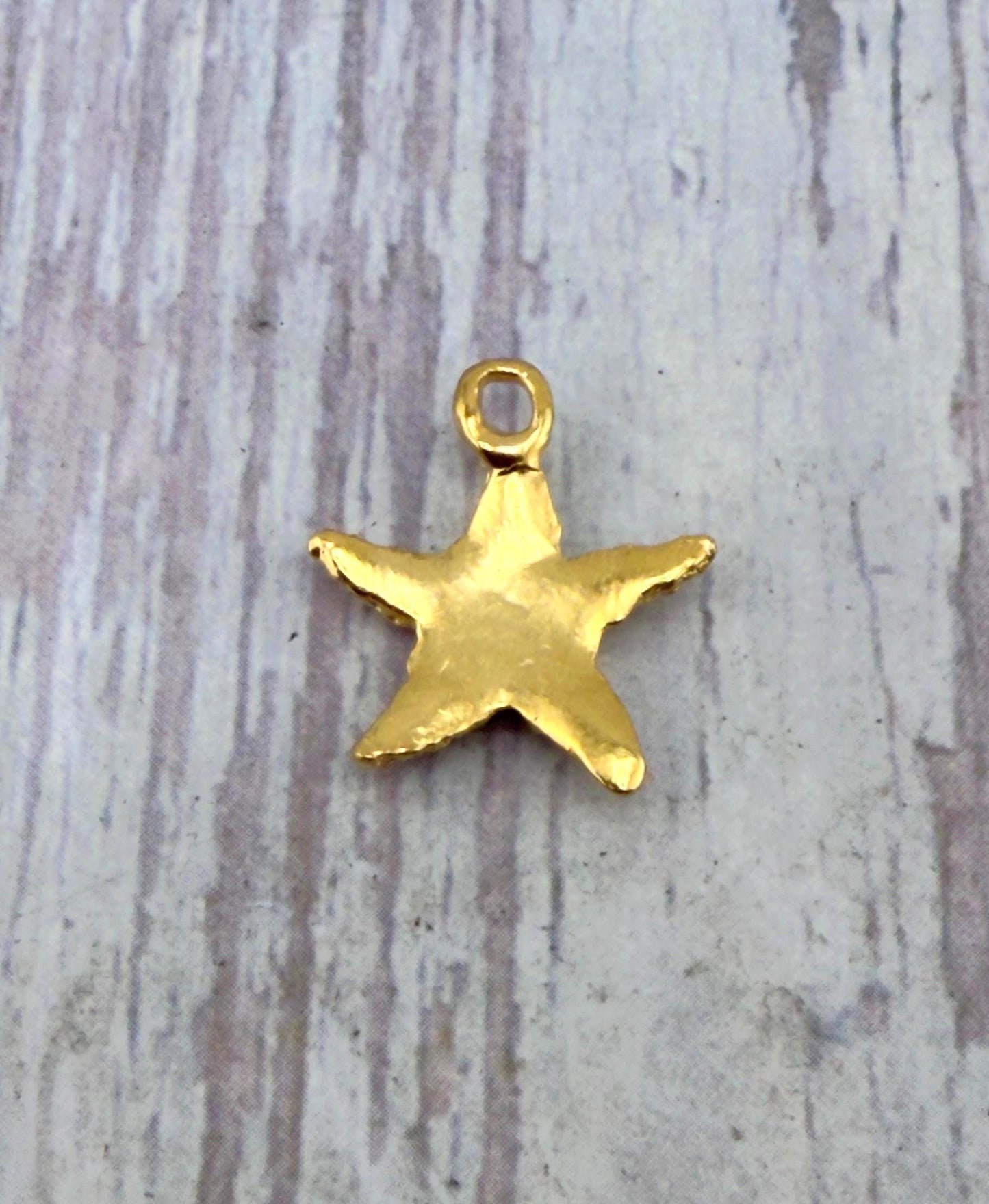 Small Starfish Charm, Satin Gold Plated - ST701