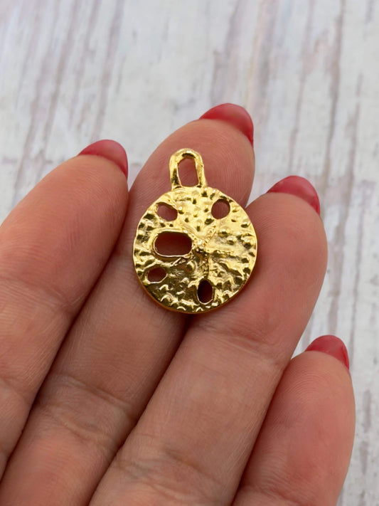 Sand Dollar Charm, Satin Gold Plated - ST698