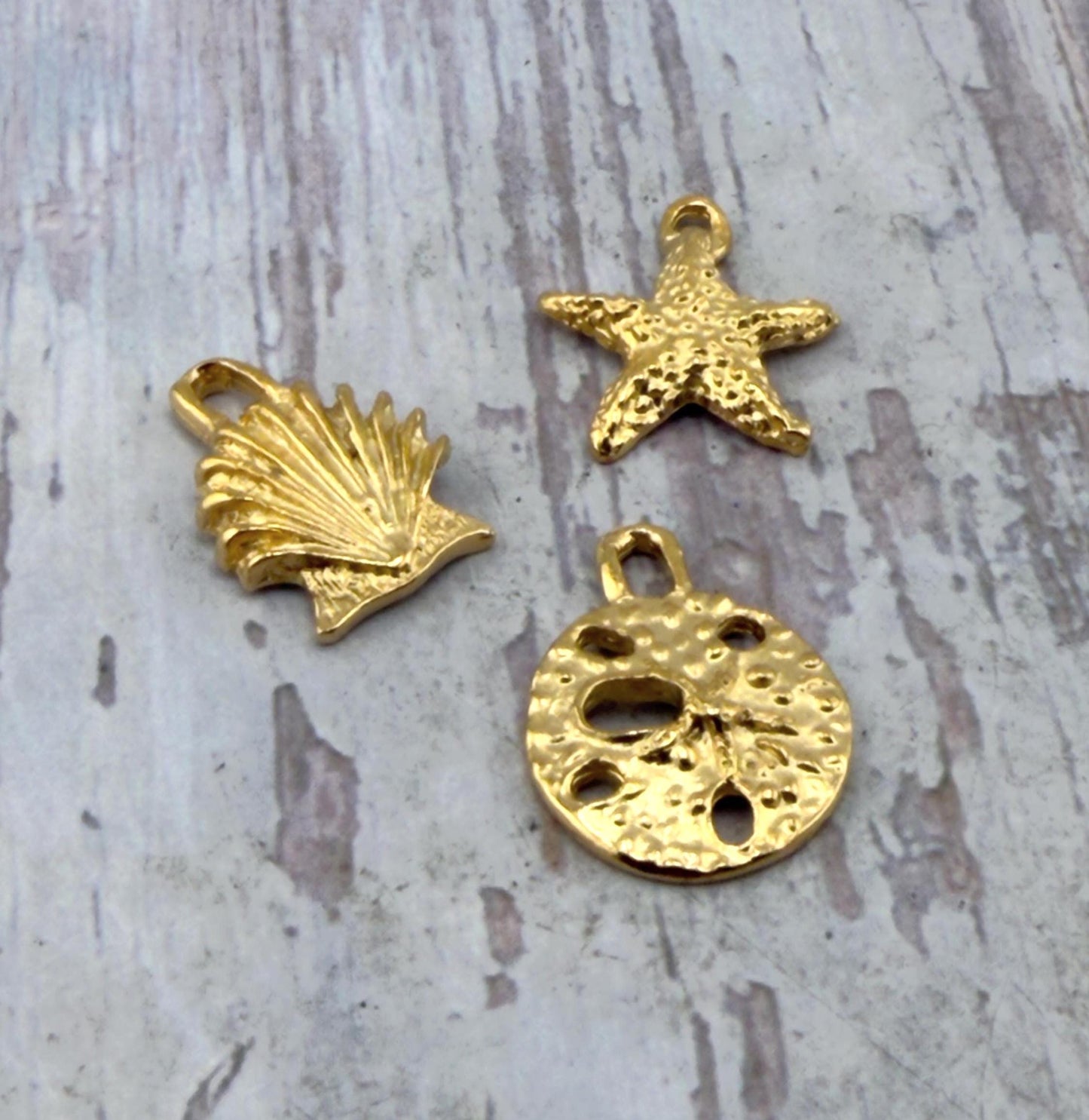 Small Starfish Charm, Satin Gold Plated - ST701