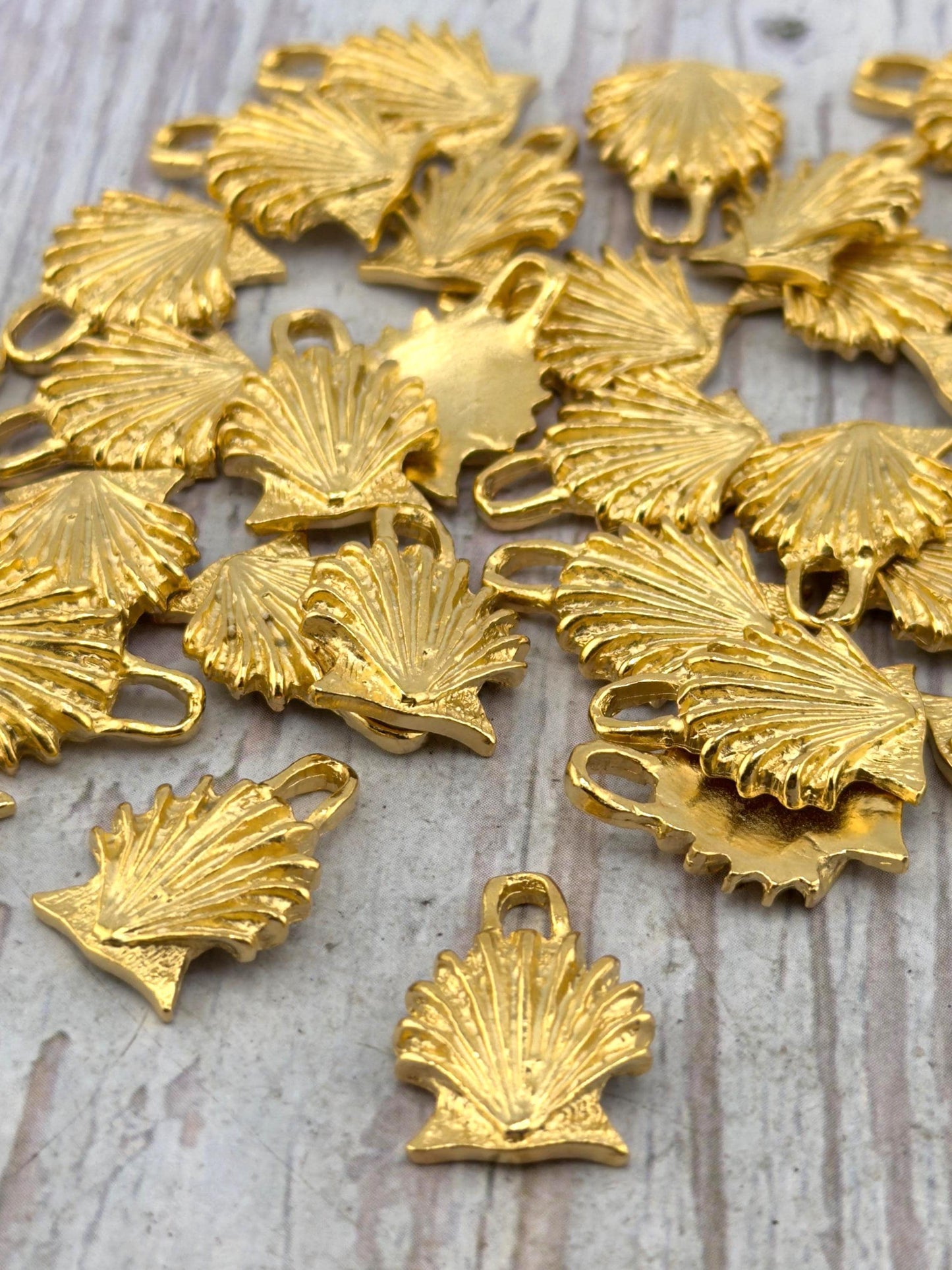 Small Seashell Charms, Satin Gold Plated - ST704