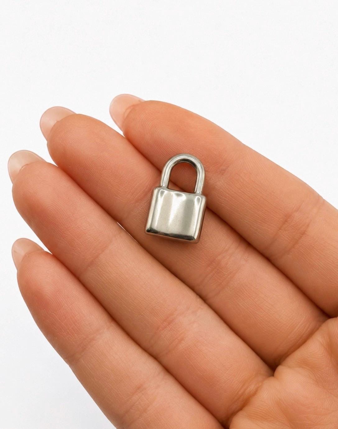 Small Padlock Charm, 304 Stainless Steel - SS099