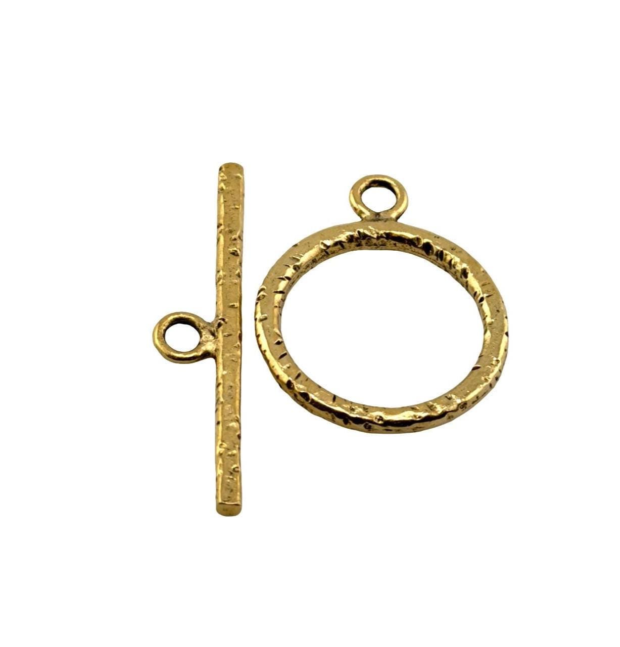 Large Textured Toggle Clasp, Antiqued 18k Gold Plated - AG710